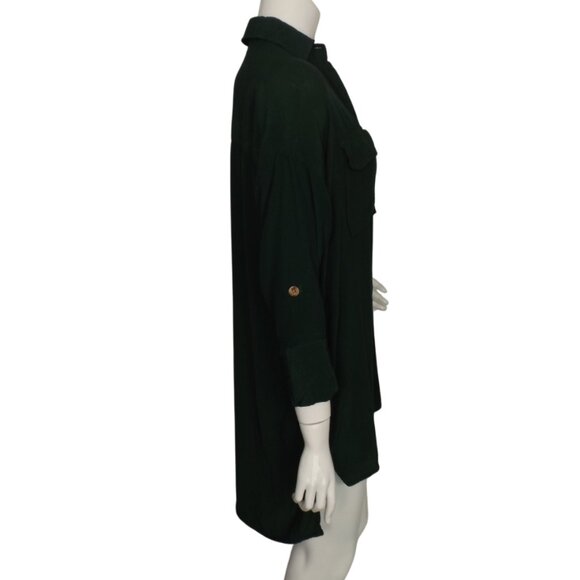 FAITHFULL THE BRAND Blouse, 4, Dark Green, Button up, 3/4 Tab sleeves, Pockets - Picture 7 of 14